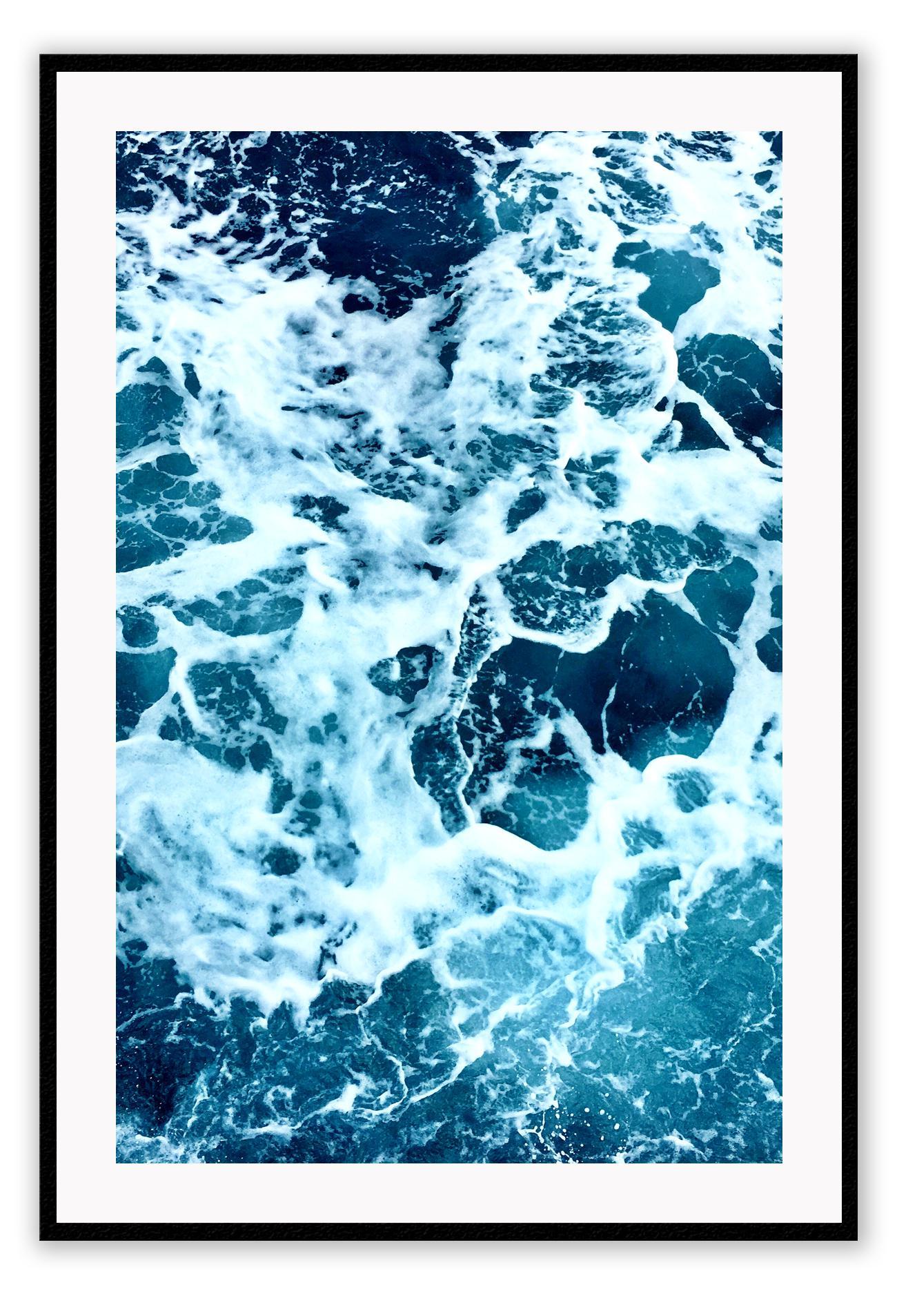 A natural blue ocean wall art with big waves.